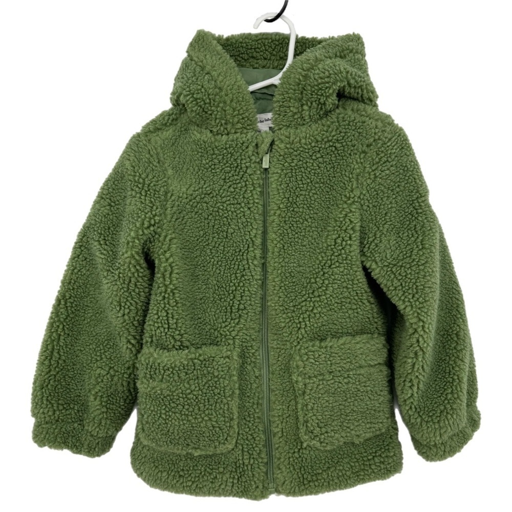 Kids’ Miles the Label High Pile Fleece Hooded Jacket Size 4 Green Outdoor Winter